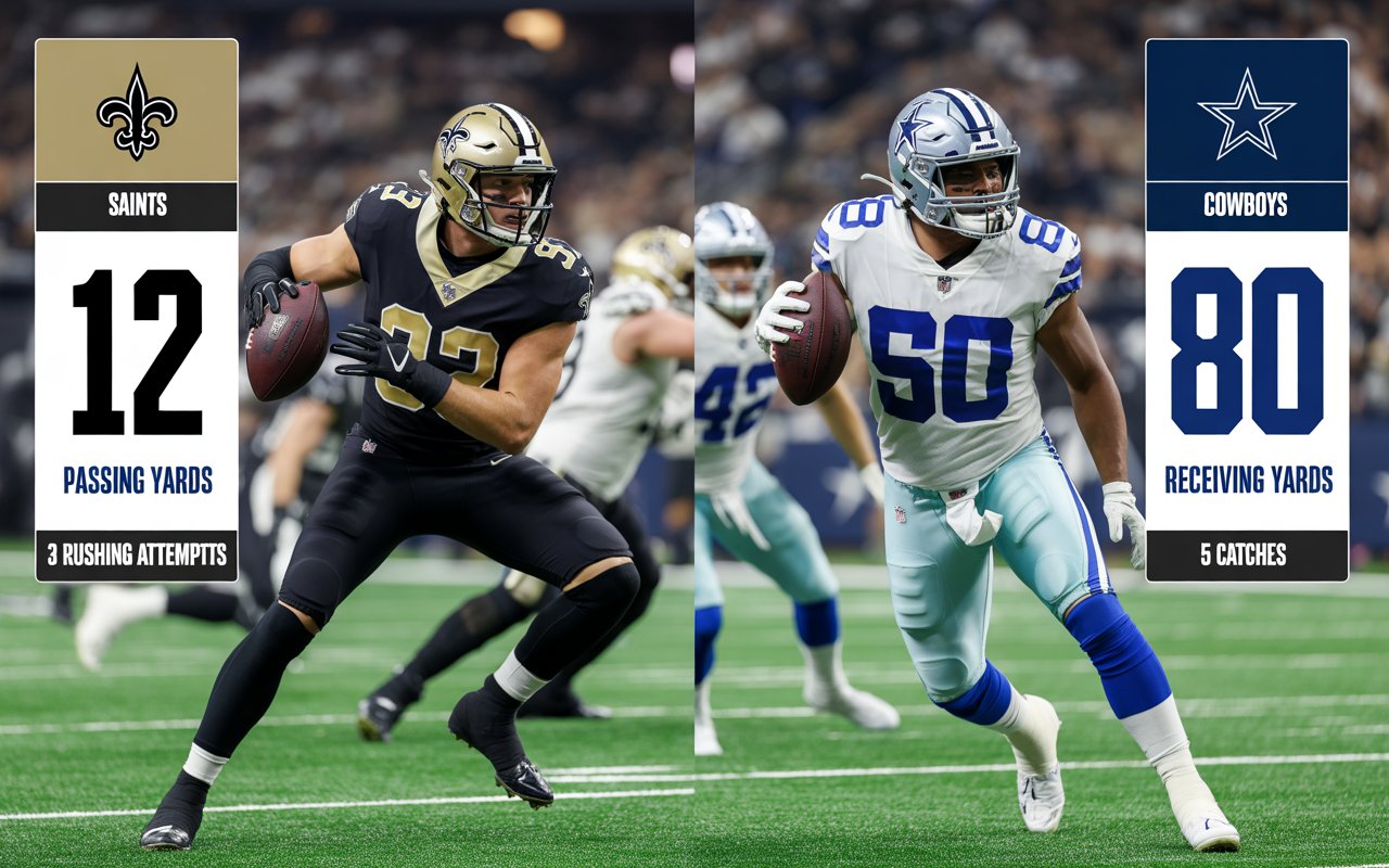new orleans saints vs dallas cowboys match player stats